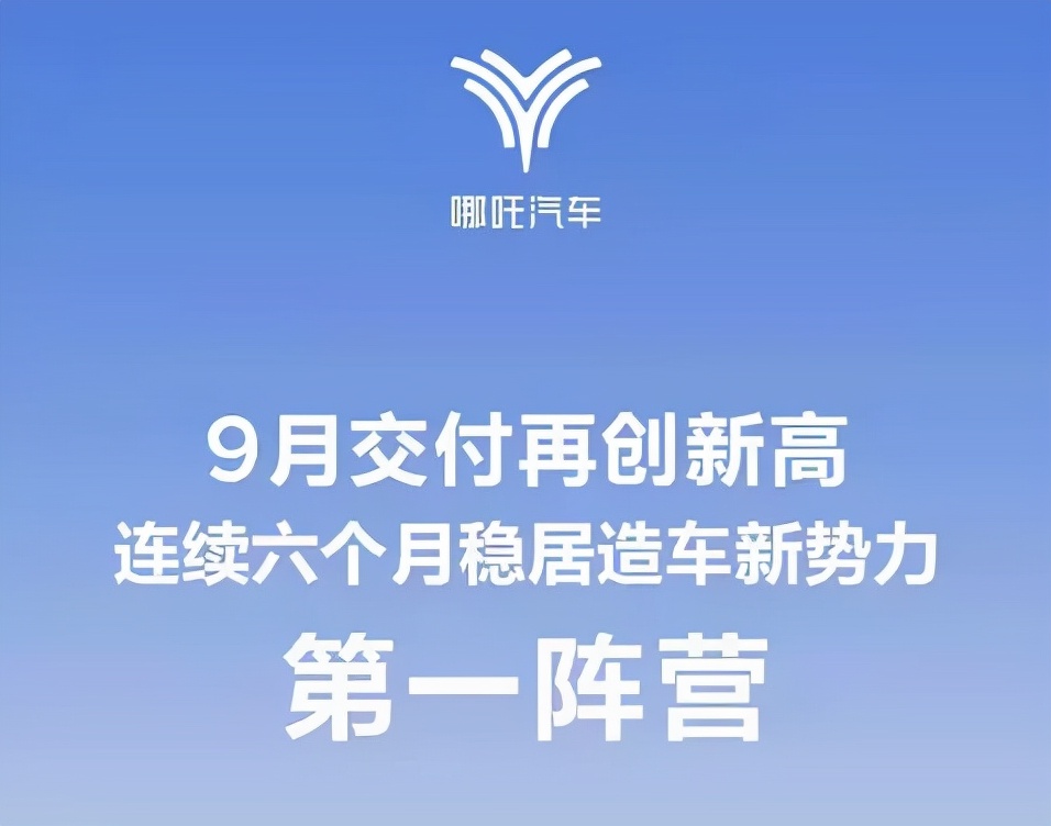 9月份哪吒汽车交付7699台 同比增长281%