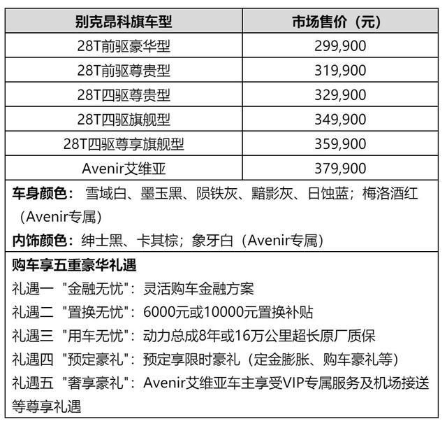 别克昂科旗携手昂科旗Avenir上市 售价29.99万元-37.99万元