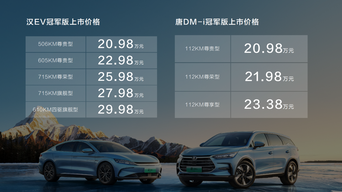 售价20.98~29.98万元 汉唐双旗舰冠军版上市哈尔滨