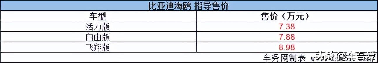 造型别致 配置丰富 比亚迪海鸥正式上市 售7.38-8.98万元