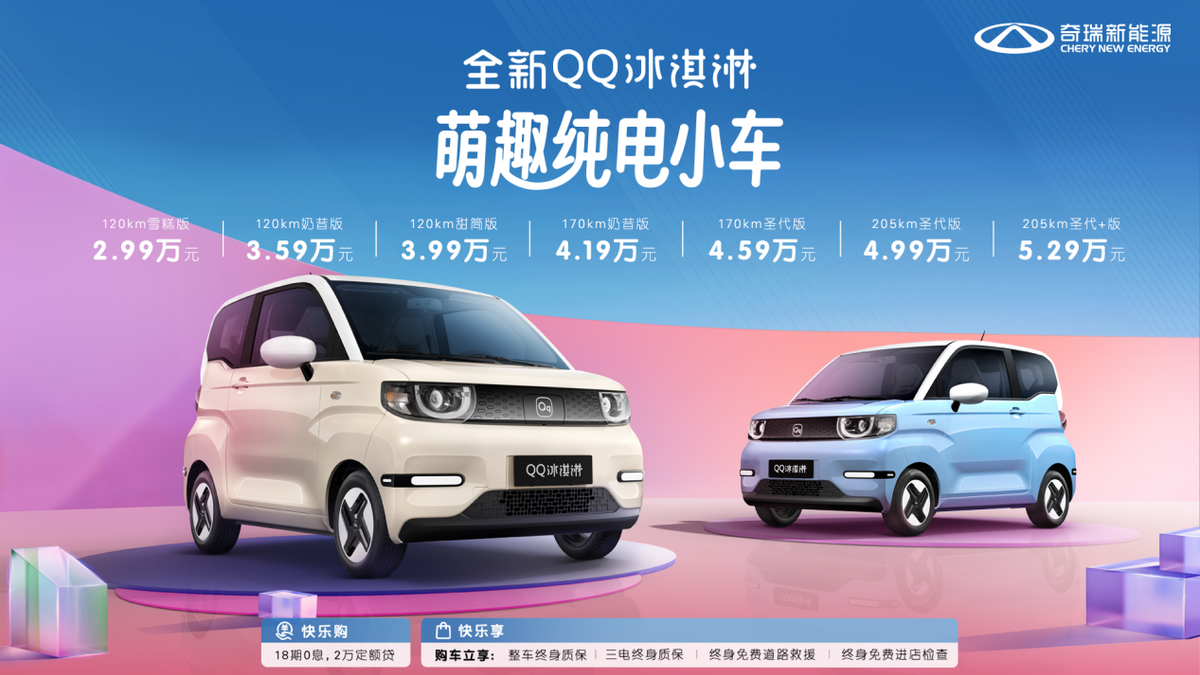 全新QQ冰淇淋上市:2.99万起,A0级纯电小车市场要洗牌了?