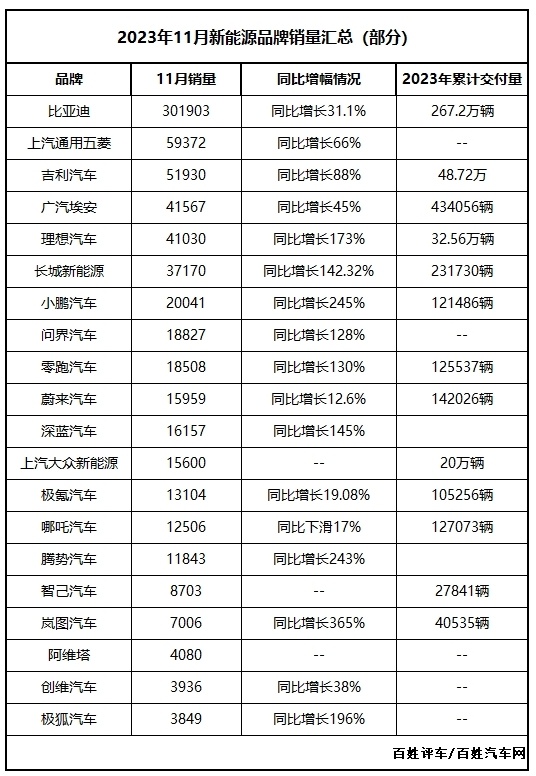 11月新能源谁主沉浮？众多品牌表现抢眼！