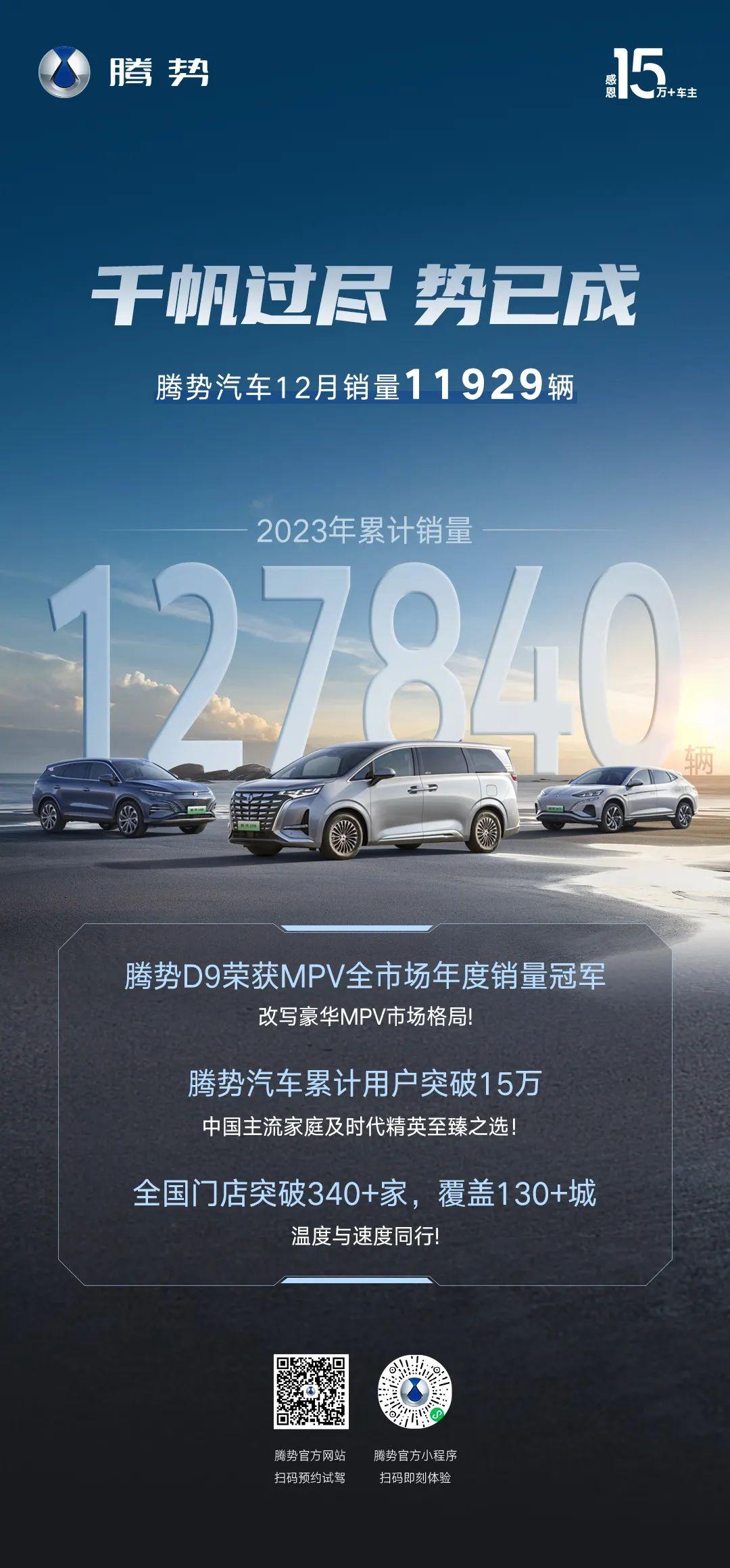 中国卖得最好的MPV 腾势D9荣膺2023年全品类MPV销量冠军