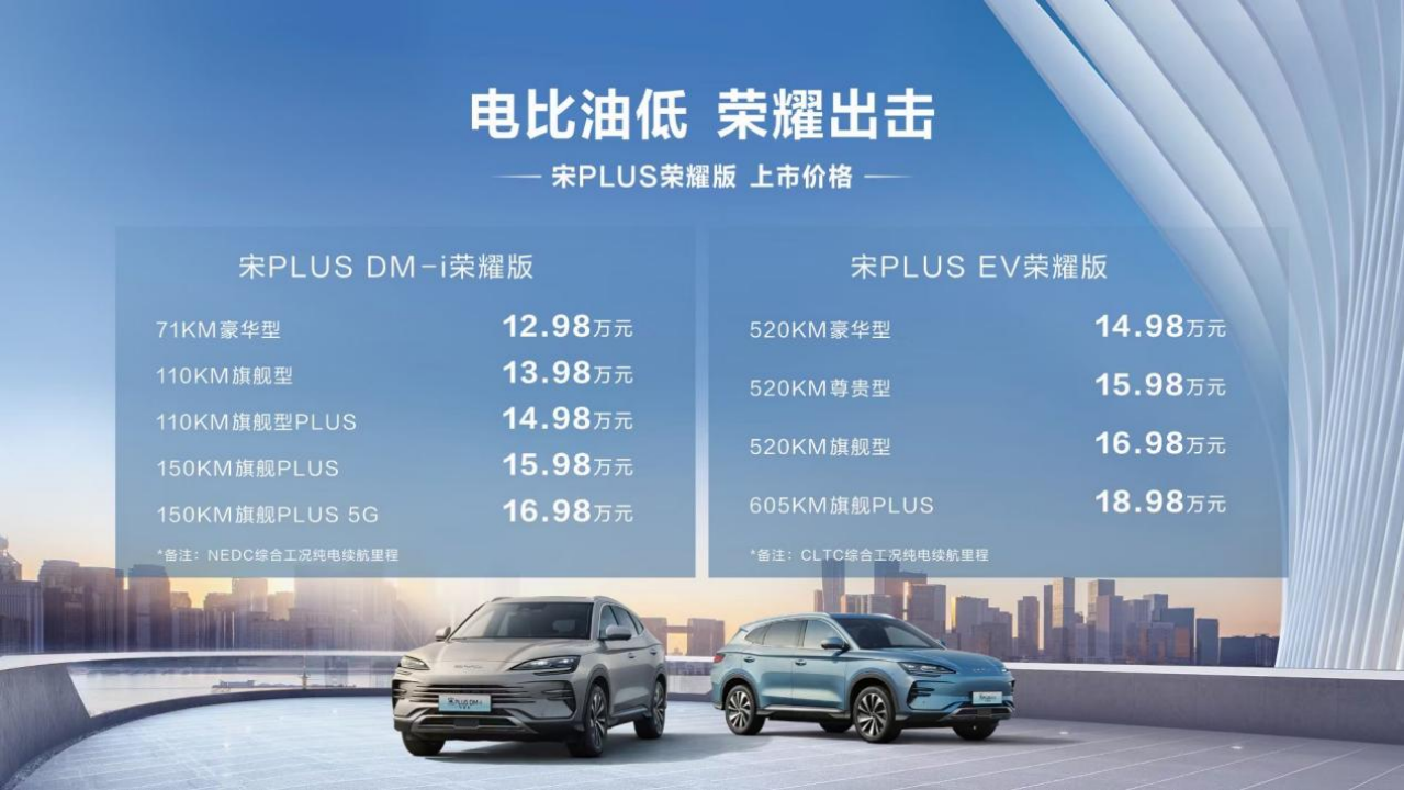 电比油低 宋PLUS、海豹DM-i、驱逐舰05、海豚荣耀版四车哈尔滨上市