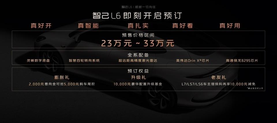 “超级智能轿车”智己L6正式发布，预售价23-33万元