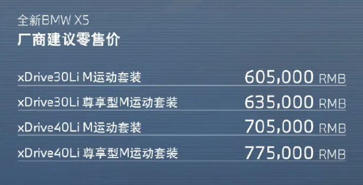 轴距为3105mm，售价60.50万元起， 国产宝马X5正式上市