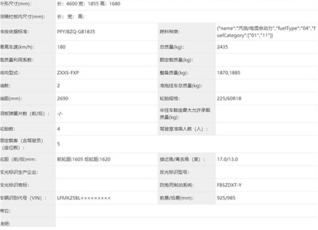 丰田RAV4荣放PHEV版申报信息 延续海外版设计