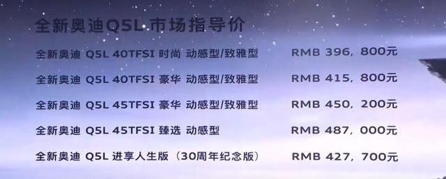 售价39.68万起，全新奥迪Q5L上市，能否成为豪华硬菜？