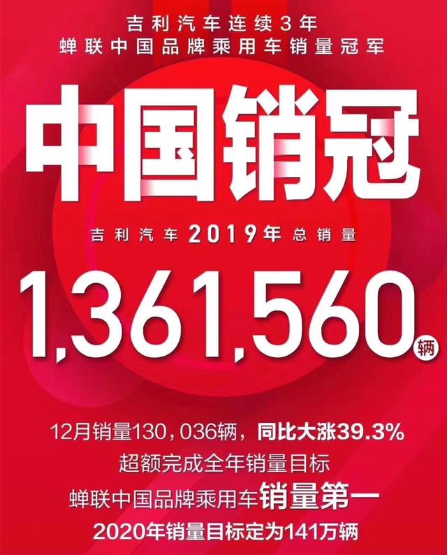 全年销量超136万辆，吉利汽车2019年成功了么？