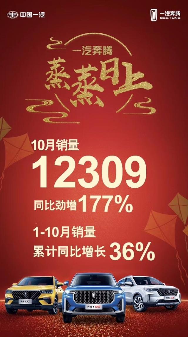 捷达首月即过万，红旗、奔腾销量齐走红，一汽成10月份最幸福车企