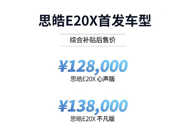 12.80万起，江淮大众思皓E20X上市，402km续航是最大亮点