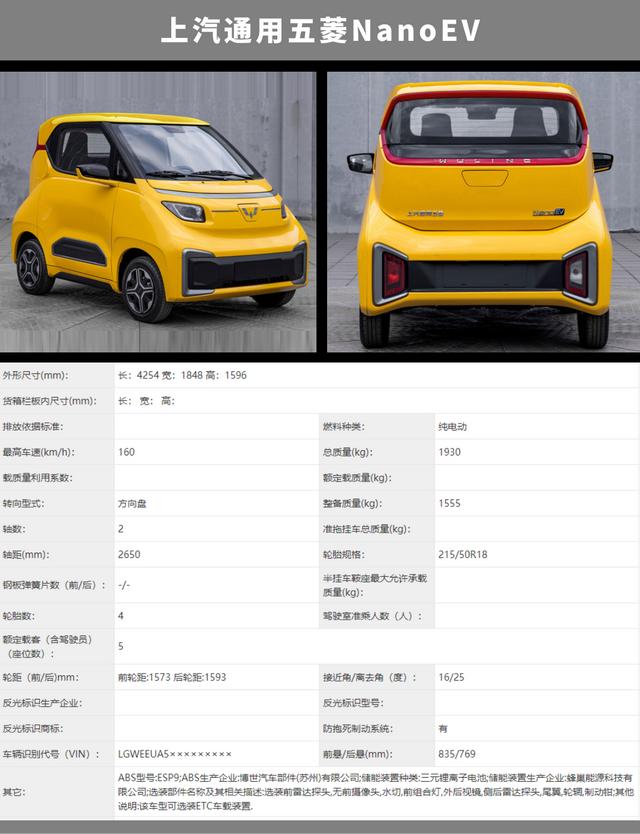 还买smart？上汽通用五菱两座电车 五菱Nano EV曝光