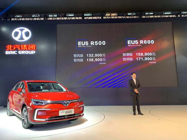 北汽新能源新EU5 R500/EU5 R600上市，续航里程501km