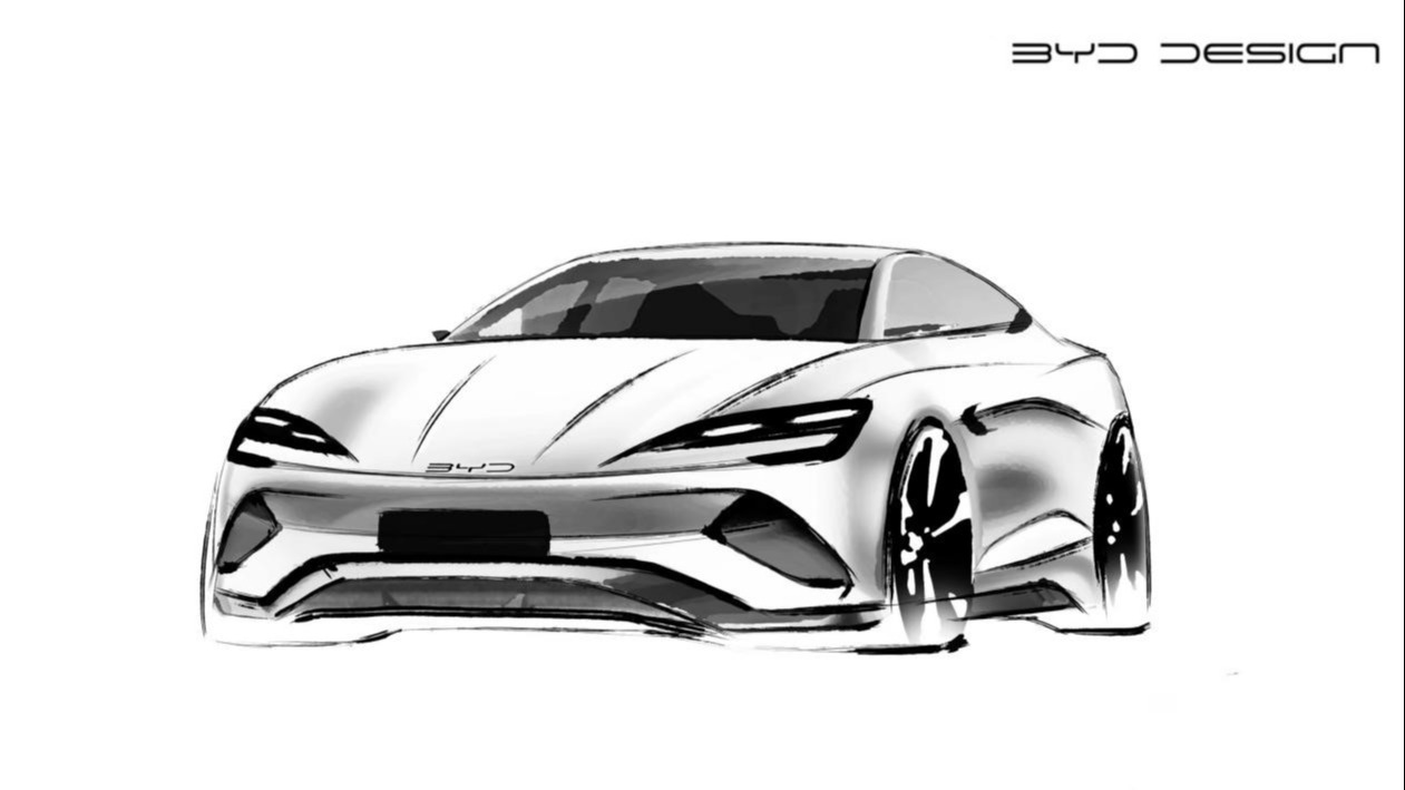 Model3对手出现，比亚迪“海豹”设计手稿曝光，预测价格在22-28万之间